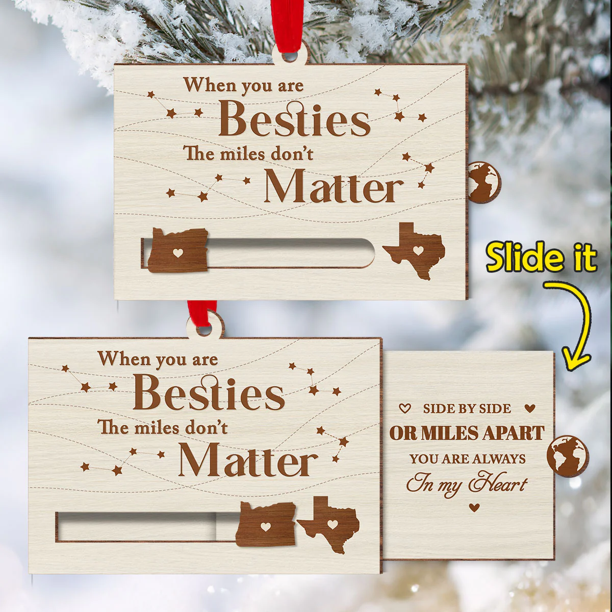 When You Are Family The Miles Do Not Matter - Personalized Custom Slide Ornament - Image 4