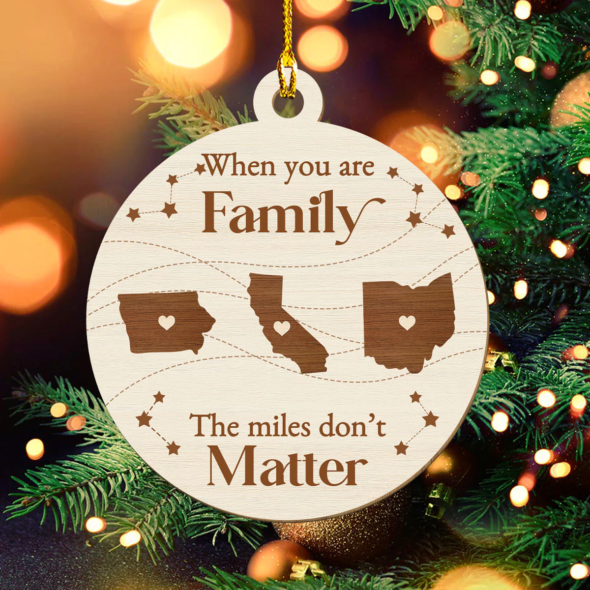 When You Are Family The Miles Do Not Matter - Personalized Custom Wood Ornament - Image 2