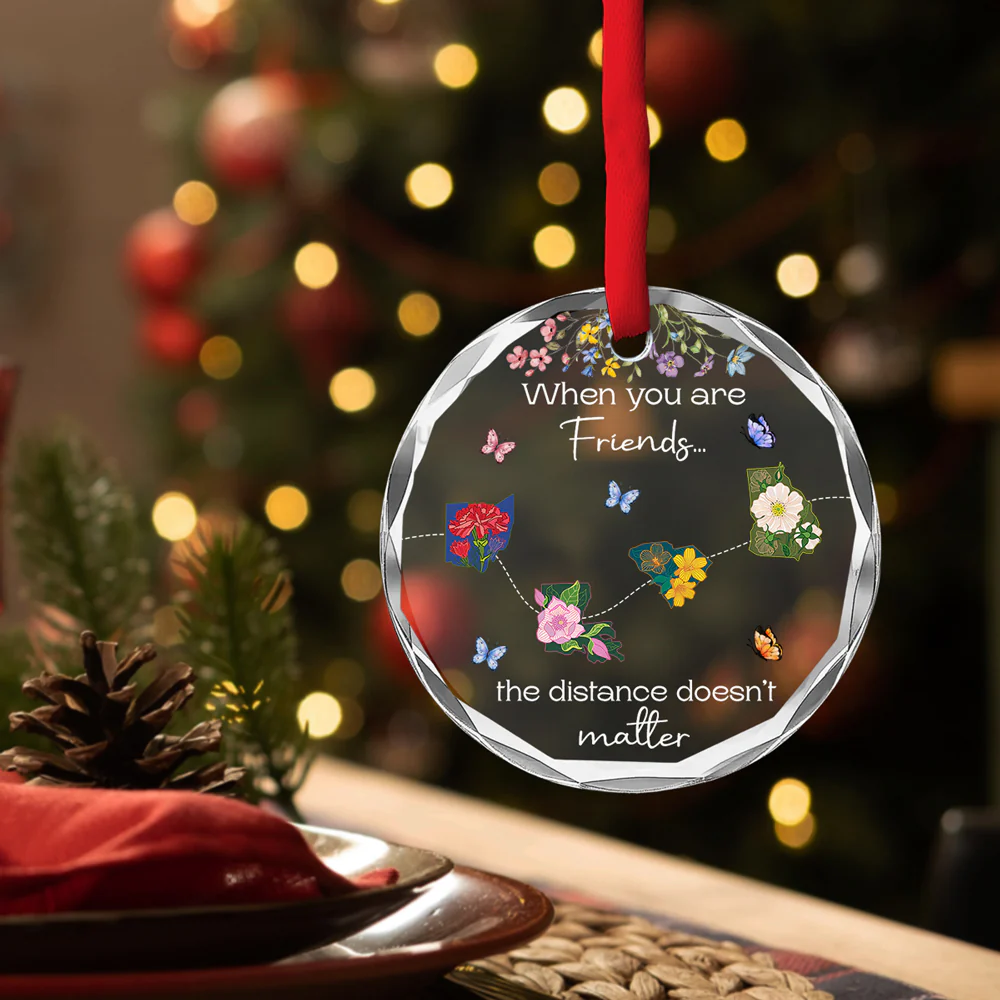 When You Are Sisters, Miles Are Meaningless - Personalized Custom Glass Ornament - Image 3