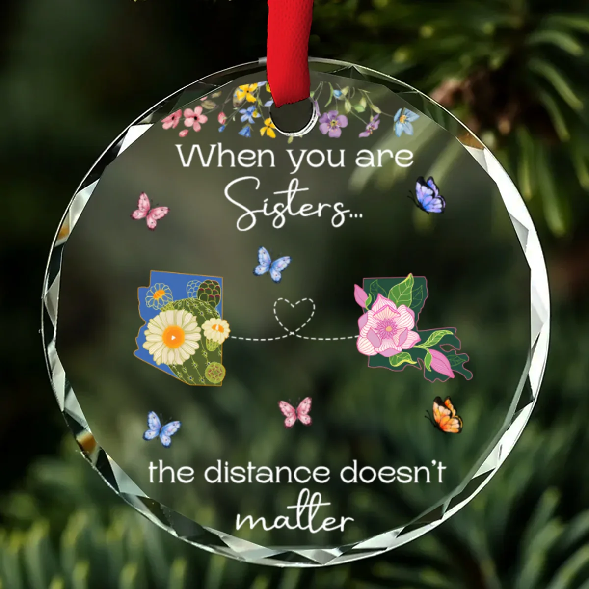 When You Are Sisters, Miles Are Meaningless - Personalized Custom Glass Ornament - Image 6