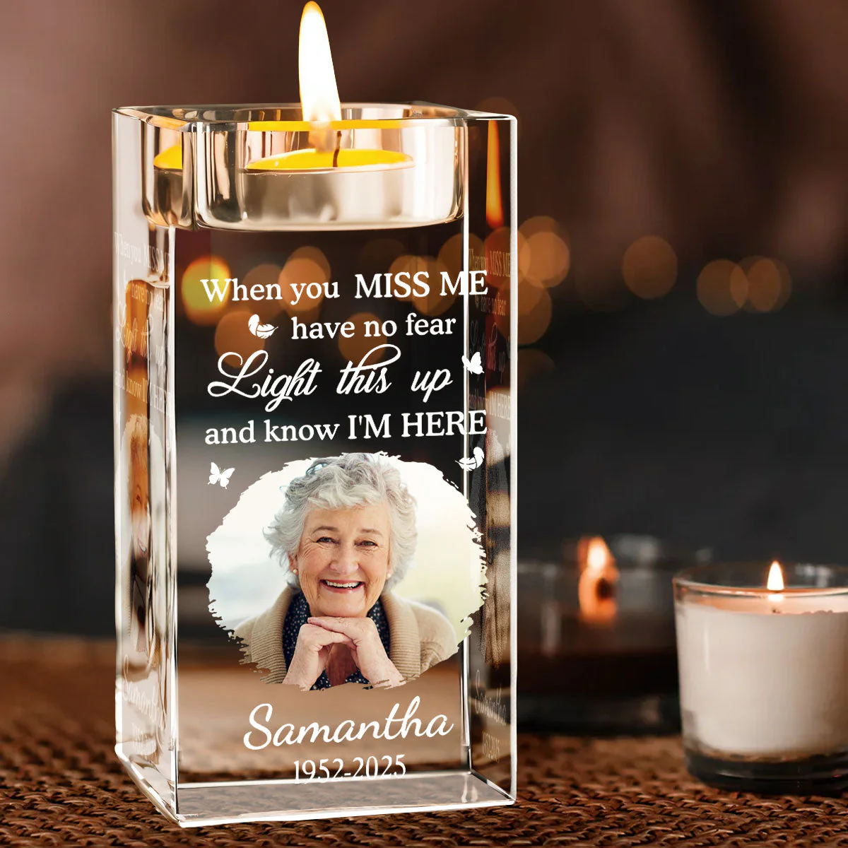 When You Miss Me - Personalized Custom Crystal Candle Holder - Image 2