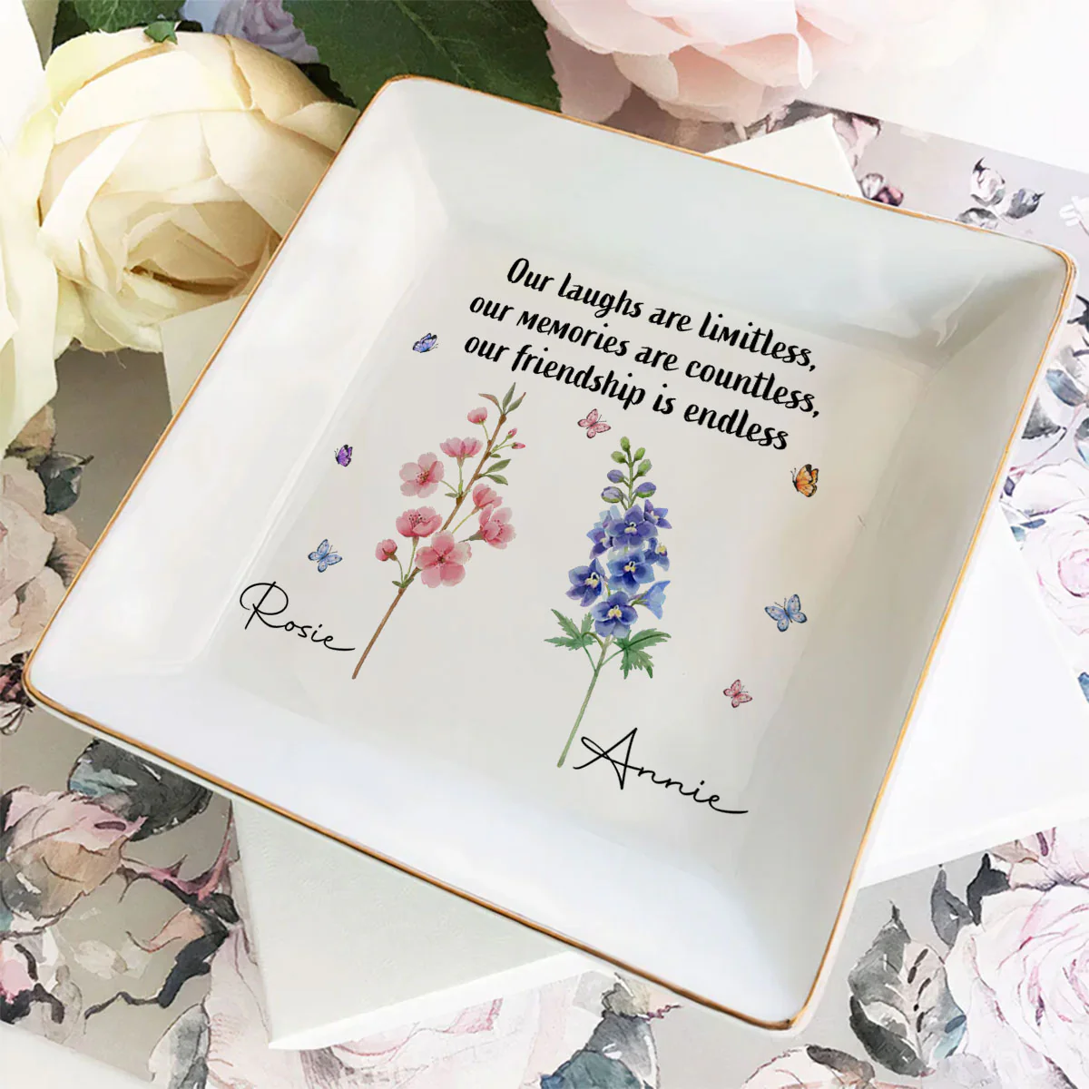 Where Flowers Bloom So Does Hope - Personalized Custom Jewelry Dish - Image 4