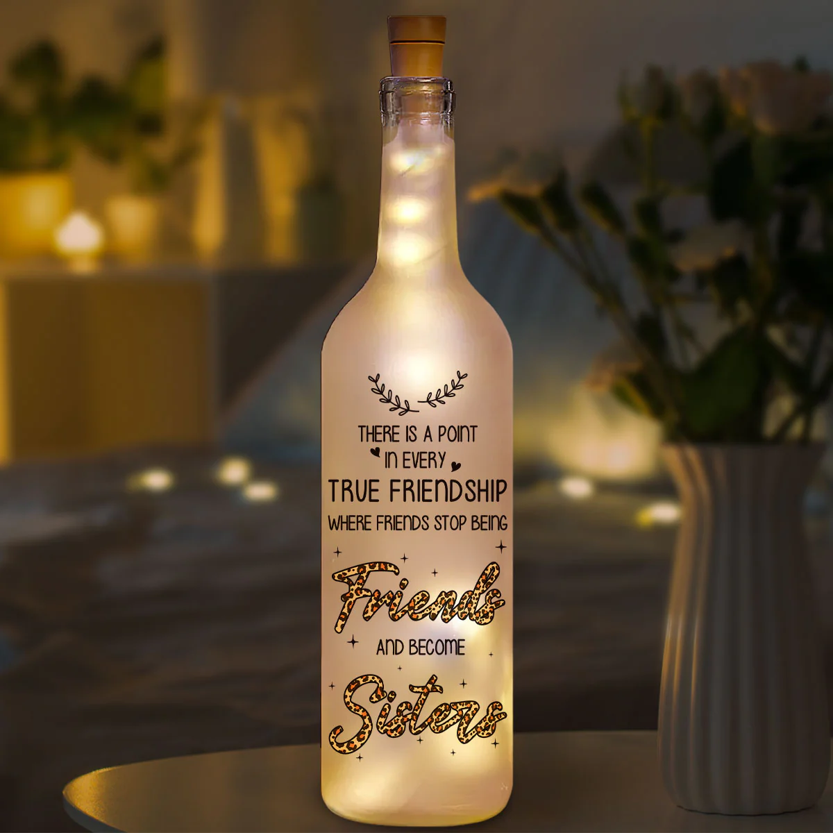 Where Friends Stop Being Friends And Become Sisters - Personalized Custom Bottle Lamp - Image 2