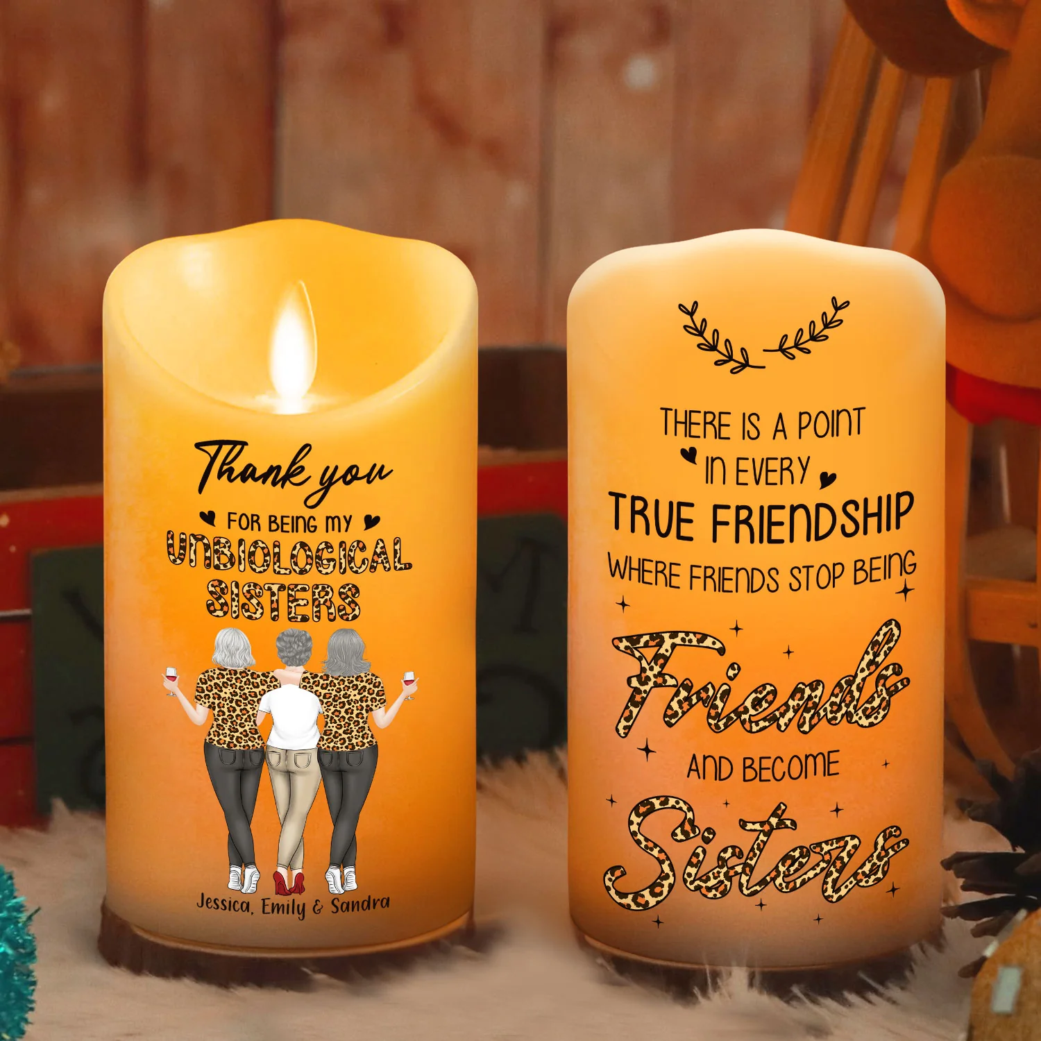 Where Friends Stop Being Friends And Become Sisters - Personalized Custom LED Candle - Image 2