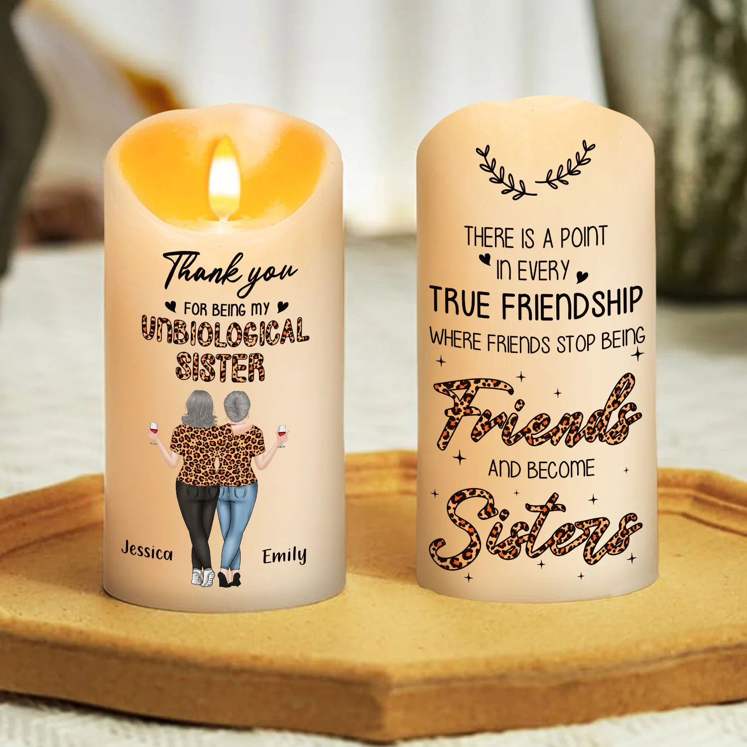 Where Friends Stop Being Friends And Become Sisters - Personalized Custom LED Candle - Image 4