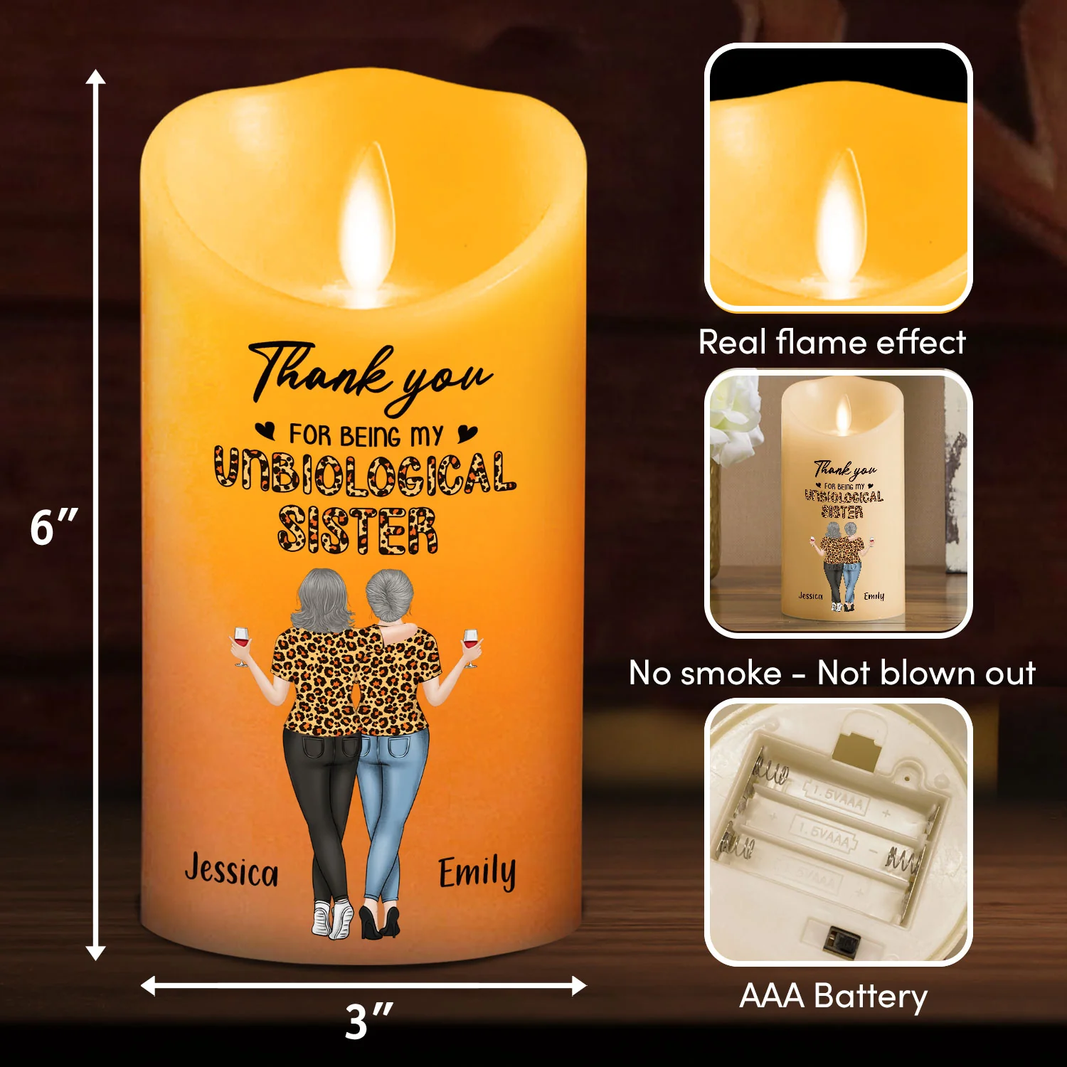 Where Friends Stop Being Friends And Become Sisters - Personalized Custom LED Candle - Image 5