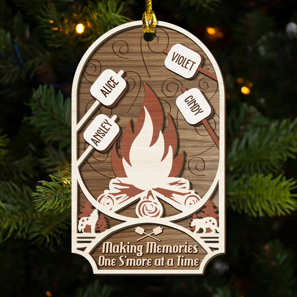 Where Hearts Melt Like Marshmallows - Personalized Custom 2-layered Wood Ornament