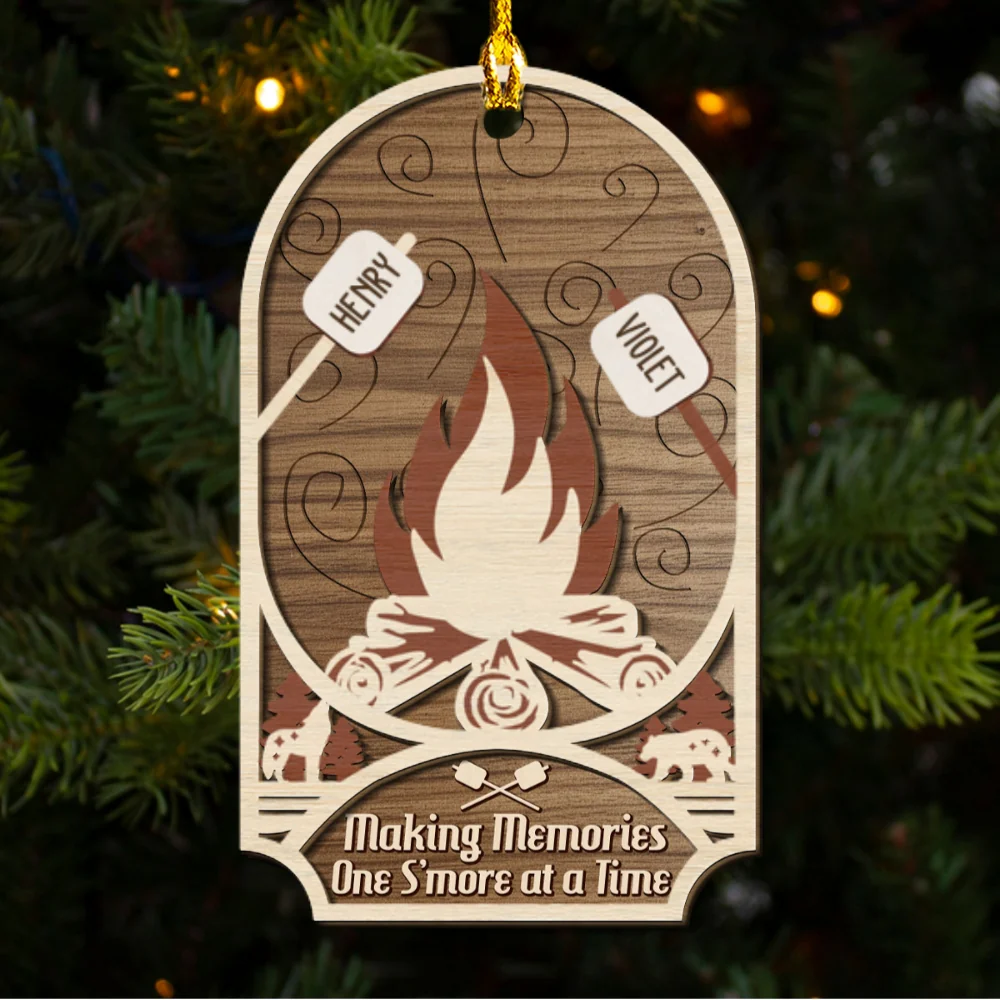 Where Hearts Melt Like Marshmallows - Personalized Custom 2-layered Wood Ornament - Image 6
