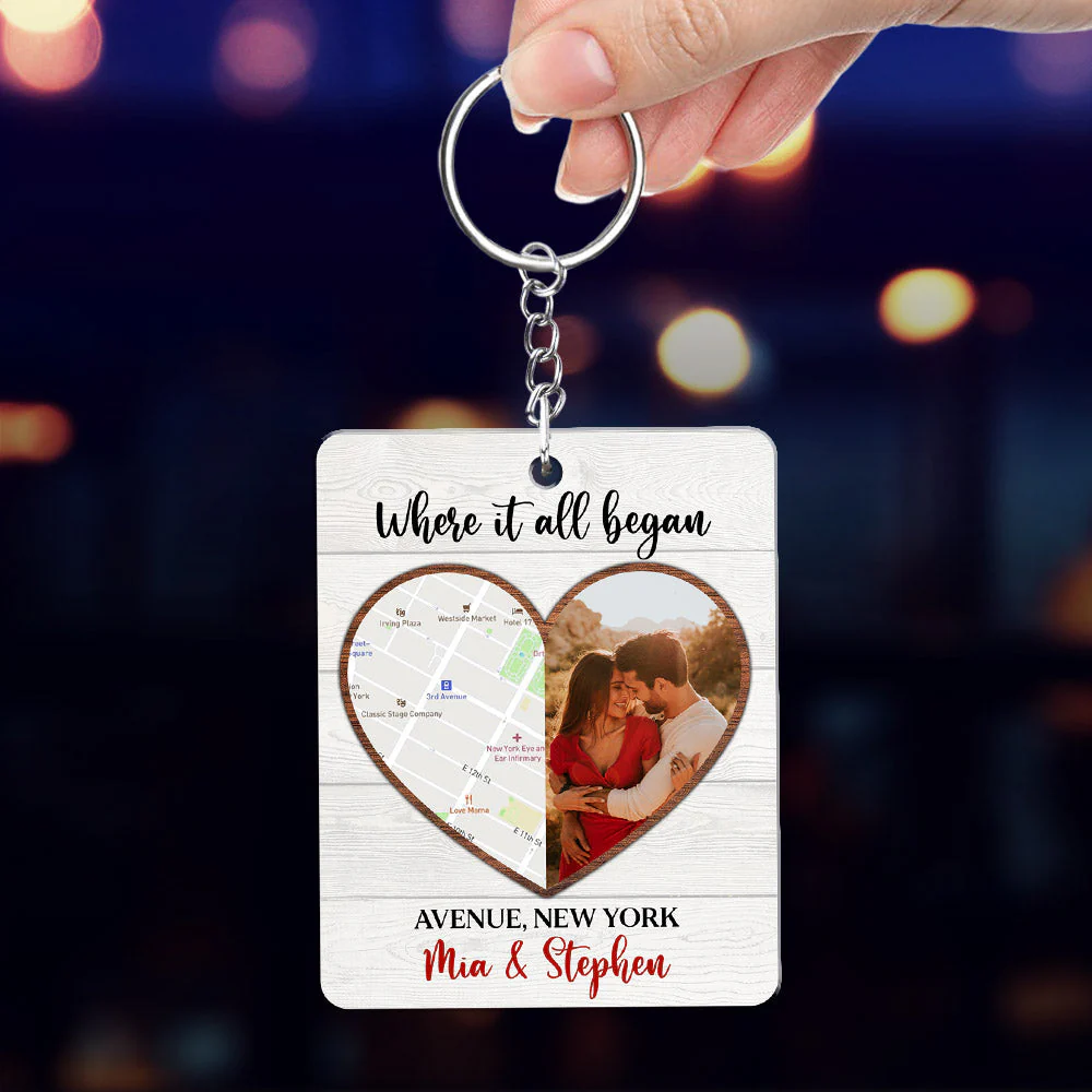 Custom Map Where It All Began - Personalized Custom Acrylic Keychain - Image 3