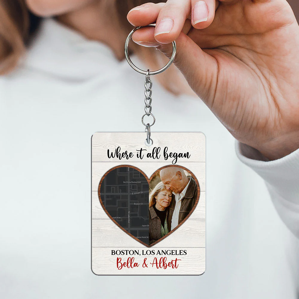 Custom Map Where It All Began - Personalized Custom Acrylic Keychain - Image 4