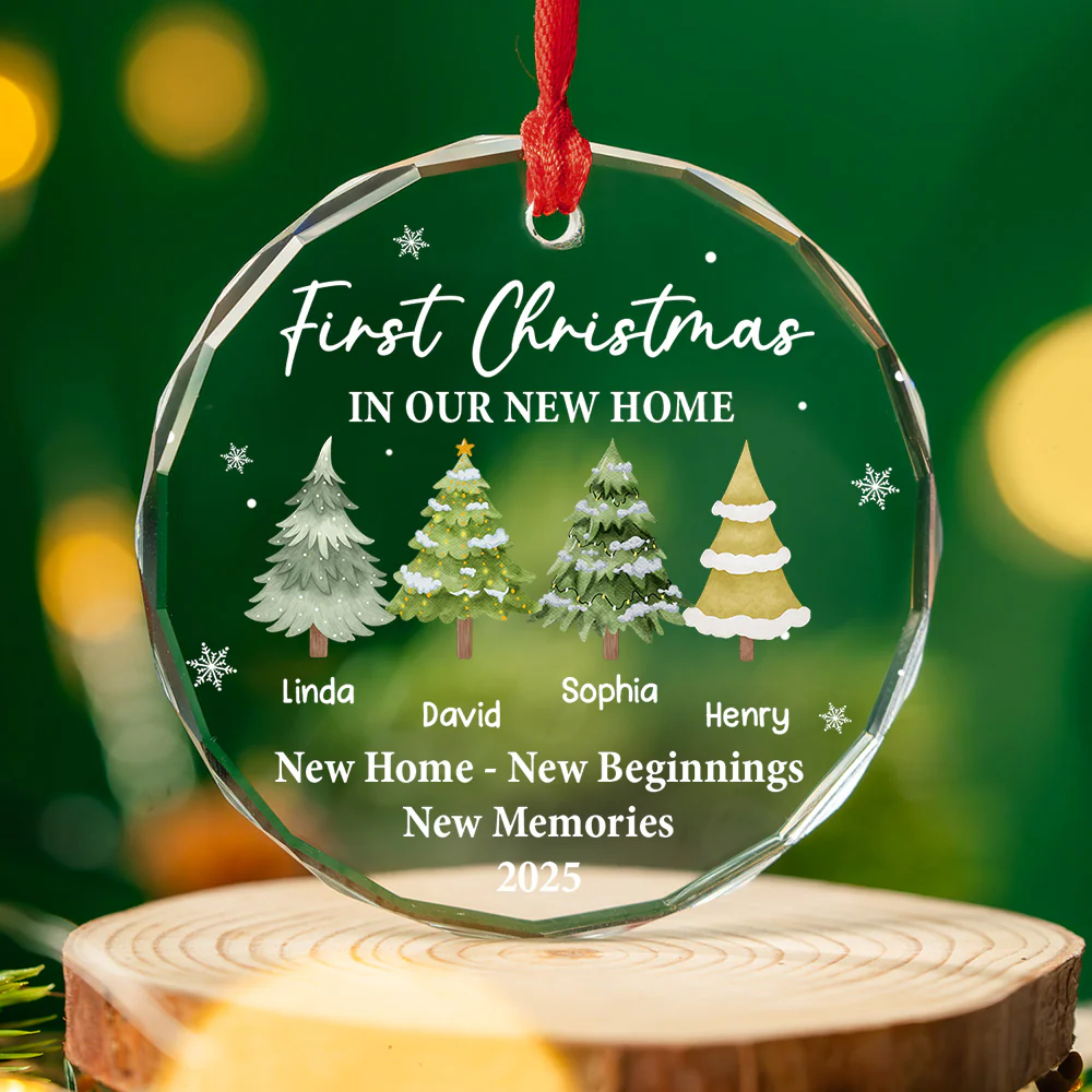 Where Memories Begin And Love Grows - Personalized Custom Glass Ornament - Image 3