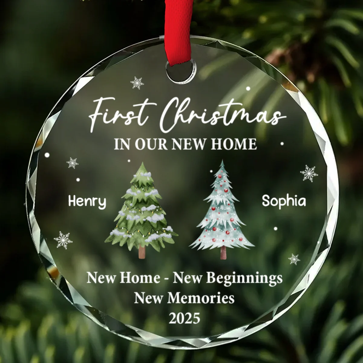 Where Memories Begin And Love Grows - Personalized Custom Glass Ornament - Image 7