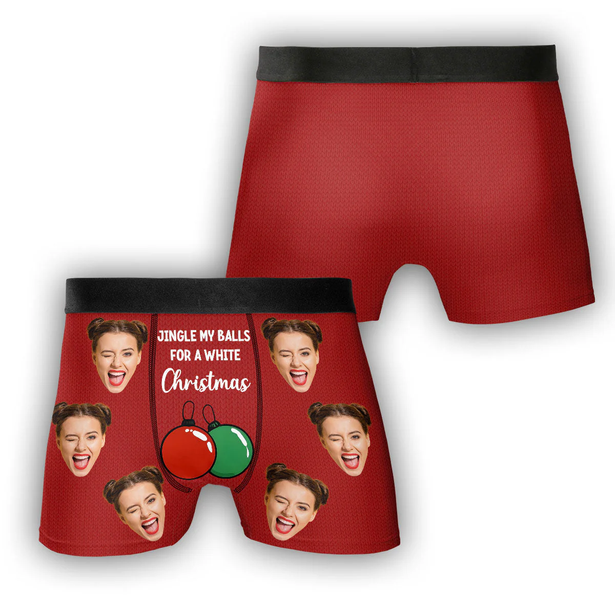 White Christmas With Me - Personalized Photo Men's Boxer Briefs - Image 6