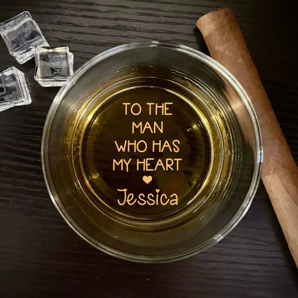 Who Has My Heart - Personalized Custom Engraved Whiskey Glass - Image 2