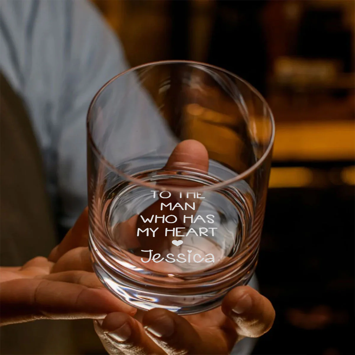 Who Has My Heart - Personalized Custom Engraved Whiskey Glass - Image 3