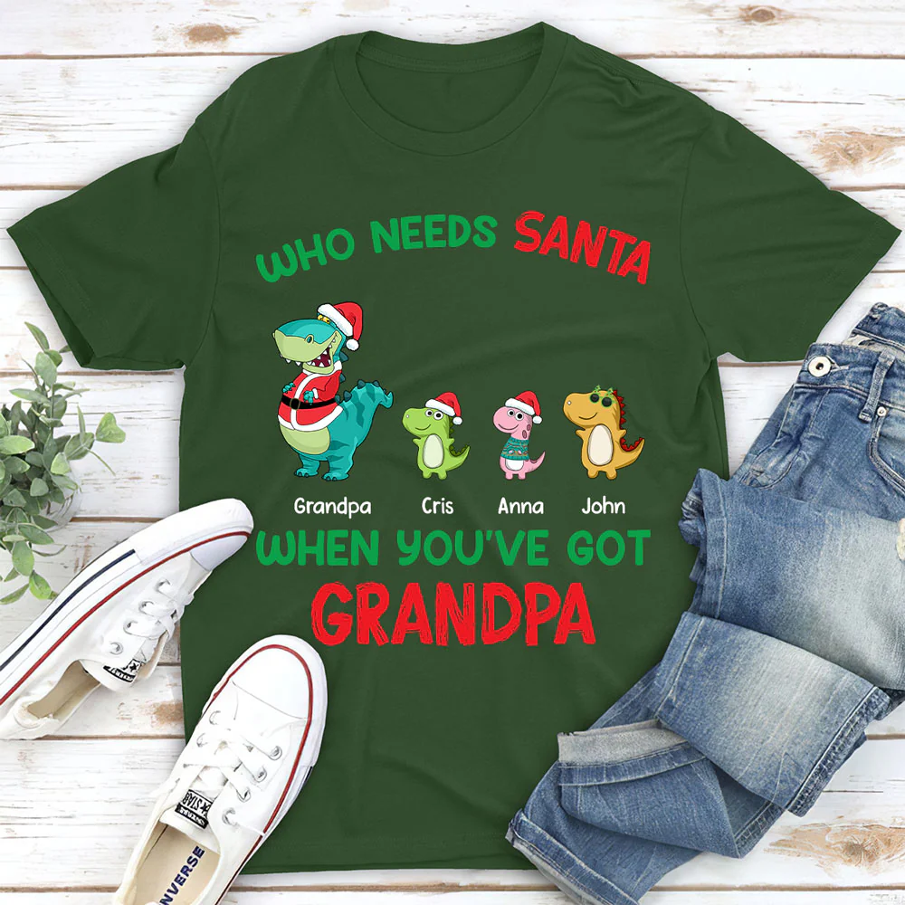 Who Needs Santa We Have Grandpa - Personalized Custom Shirt - Image 3