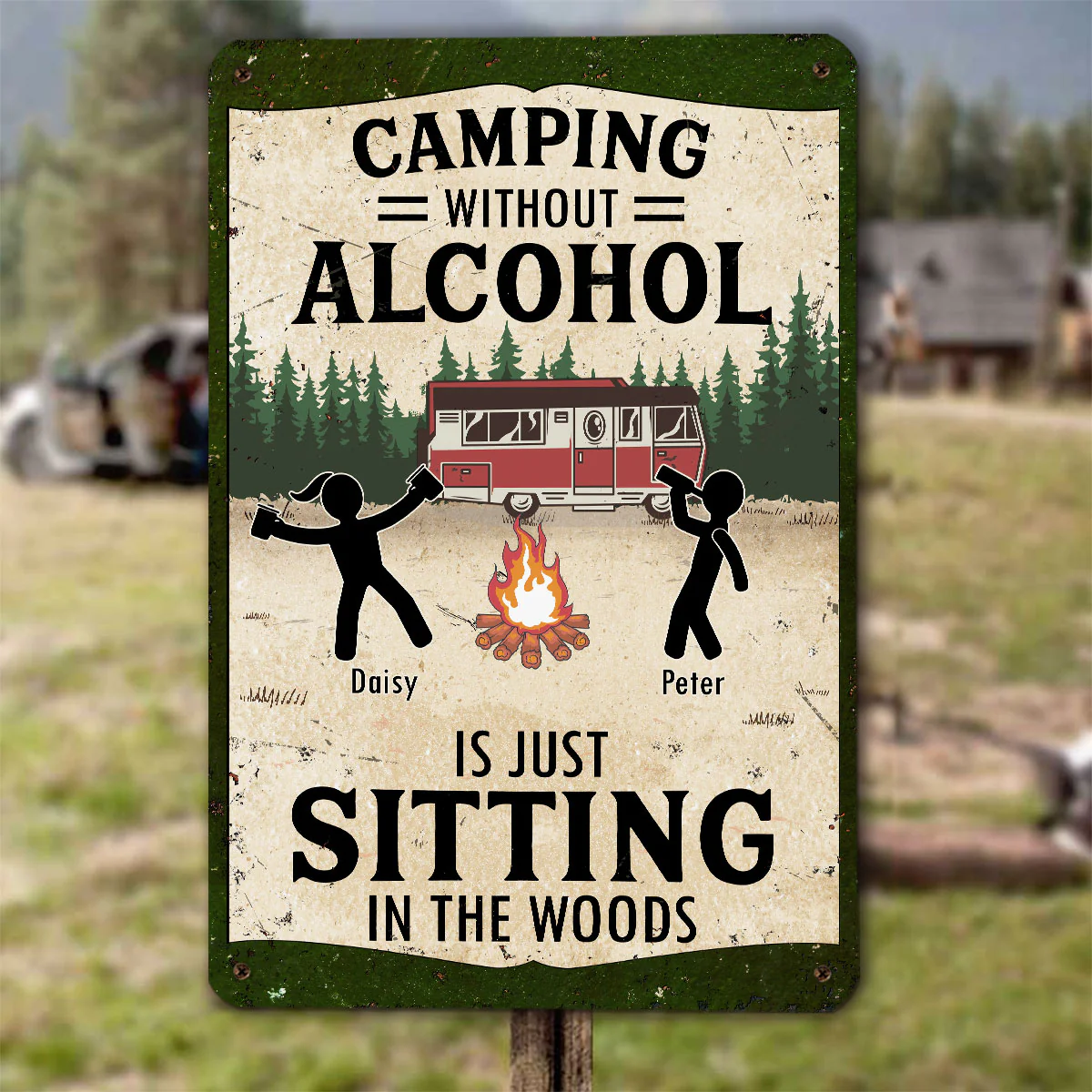 Wilderness Is Better With Whiskey - Personalized Custom Metal Sign - Image 3