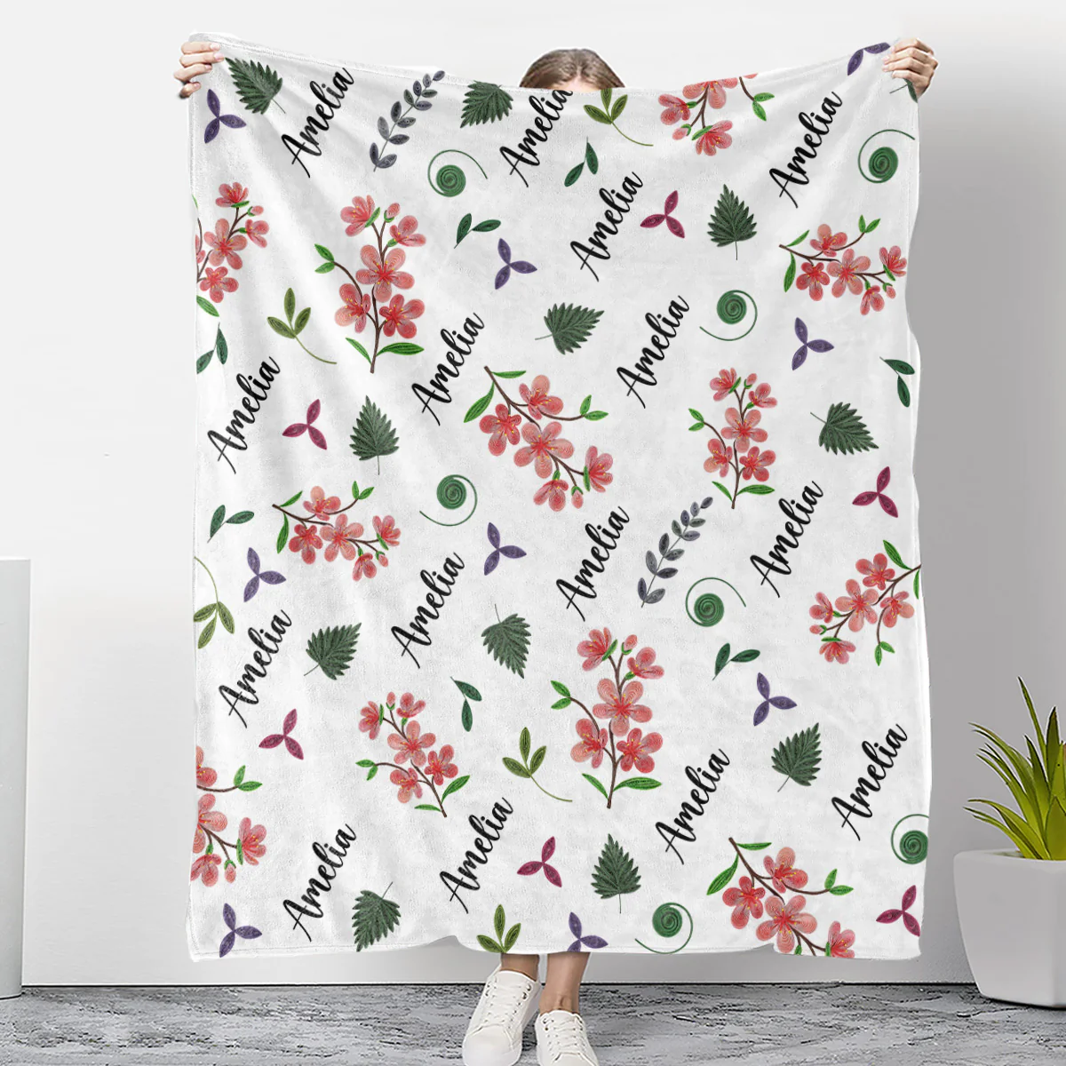 Wildflower Love - Personalized Custom Fleece Blanket