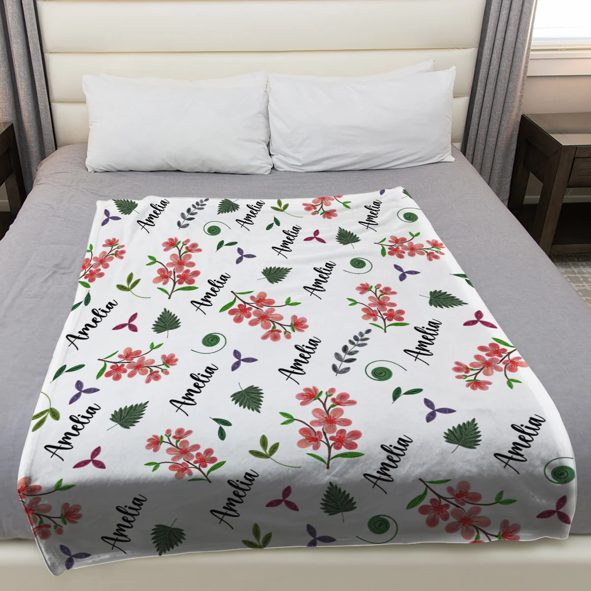 Wildflower Love - Personalized Custom Fleece Blanket - Image 3