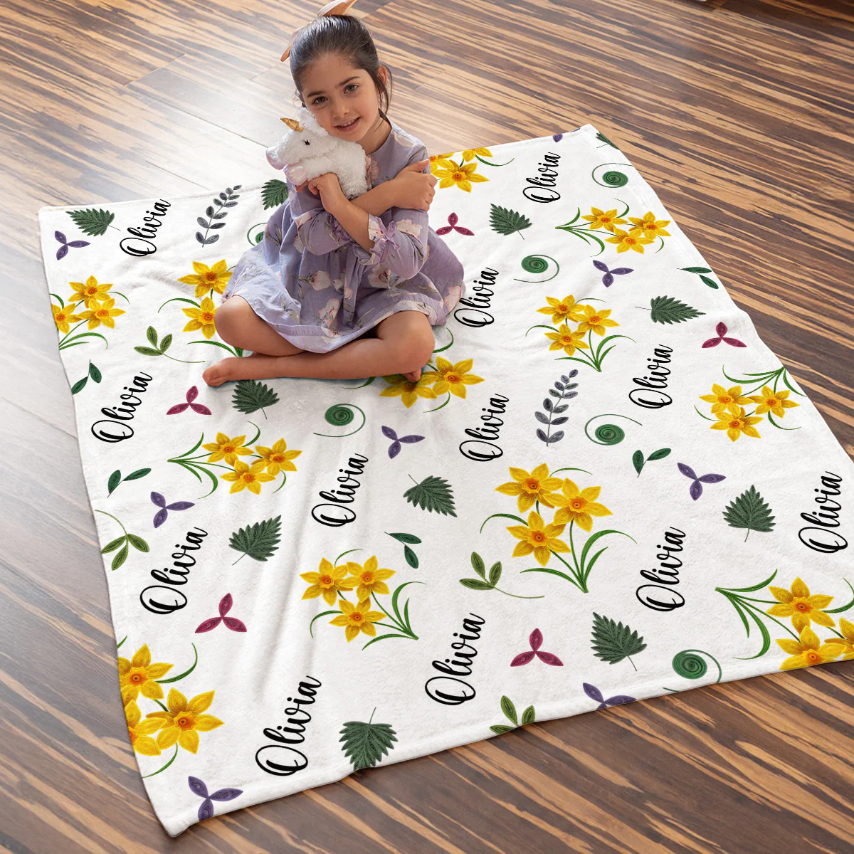 Wildflower Love - Personalized Custom Fleece Blanket - Image 5
