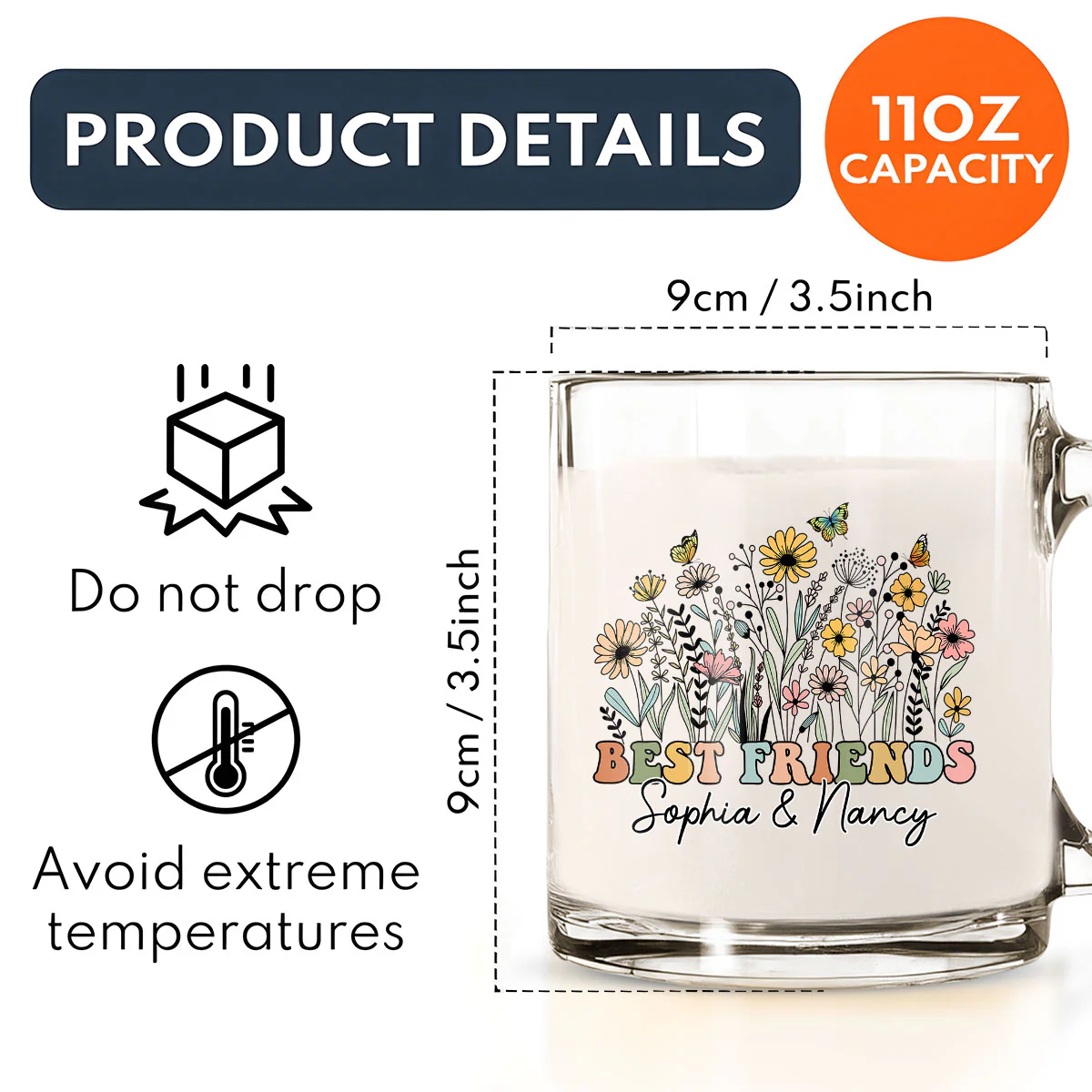 Wildflower - Personalized Custom Glass Mug - Image 5