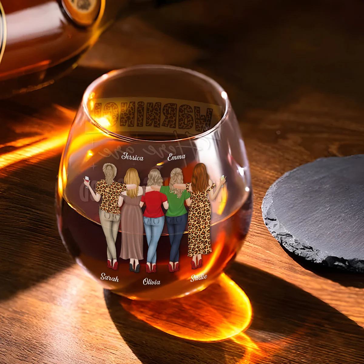 Wine Girls Wasted - Personalized Custom Wine Glass - Image 4