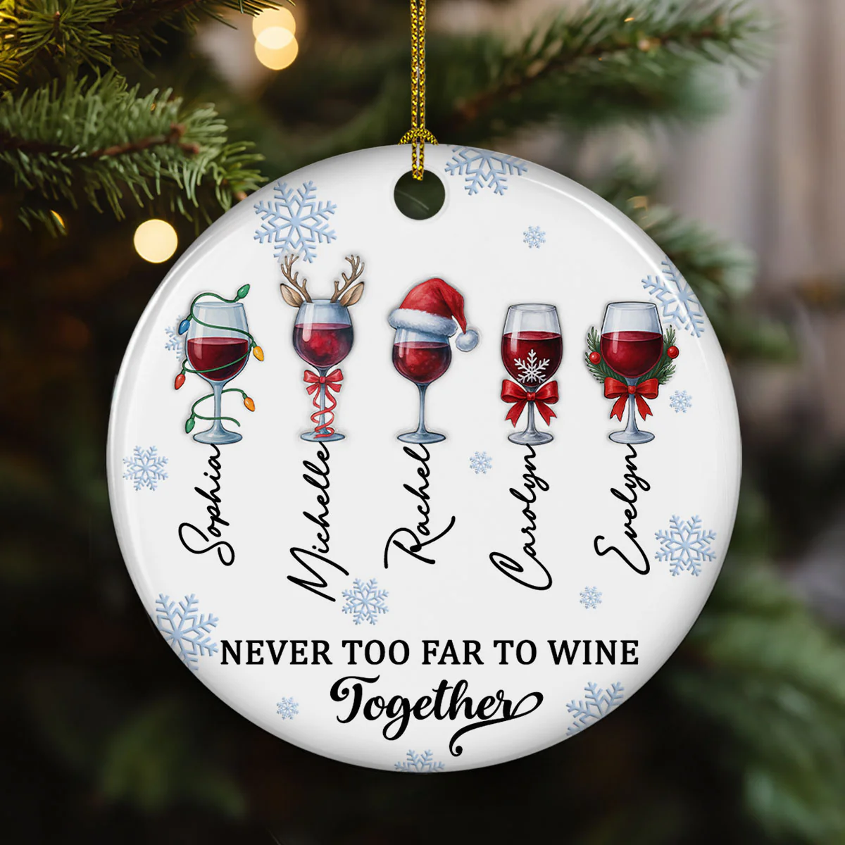 Wine Together - Personalized Custom 3D Inflated Effect Ceramic Ornament