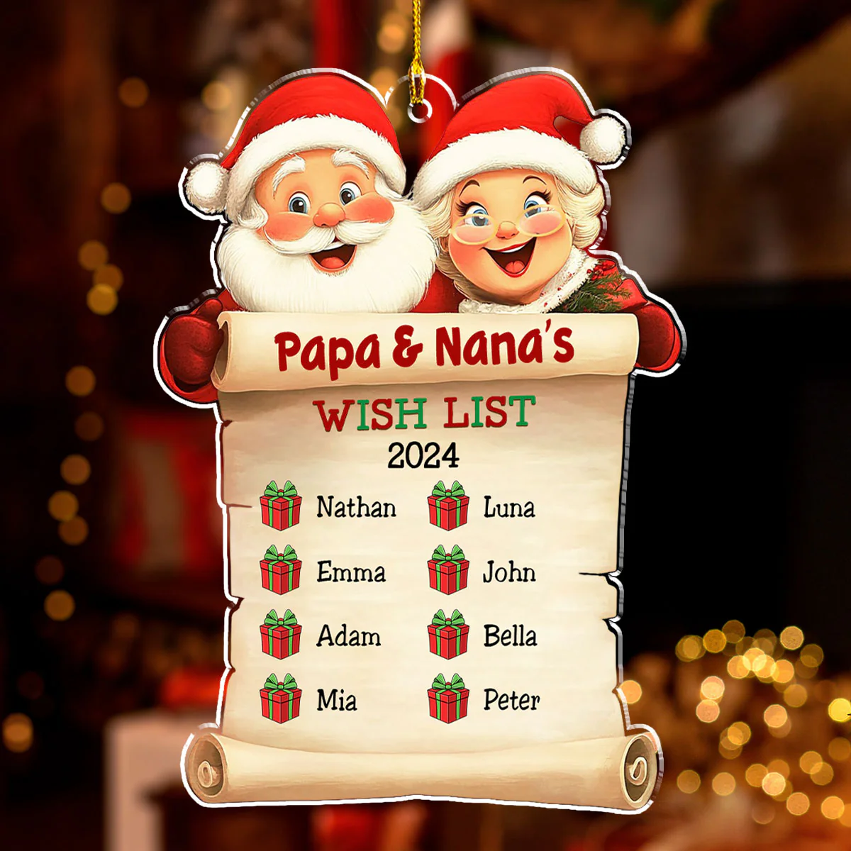 Wish List Of Papa And Nana - Personalized Custom Acrylic Ornament - Image 2