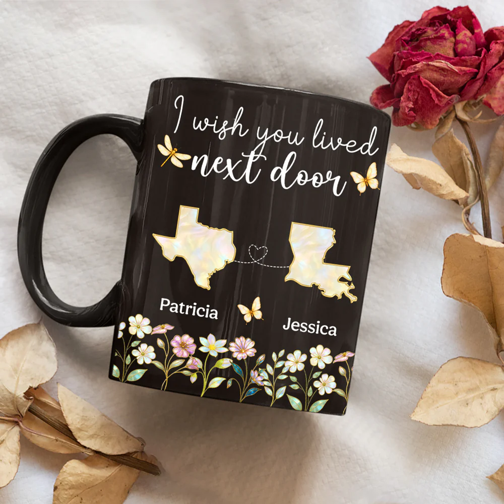 Wish You Lived Closer Mother Of Pearl - Personalized Custom Coffee Mug - Image 2