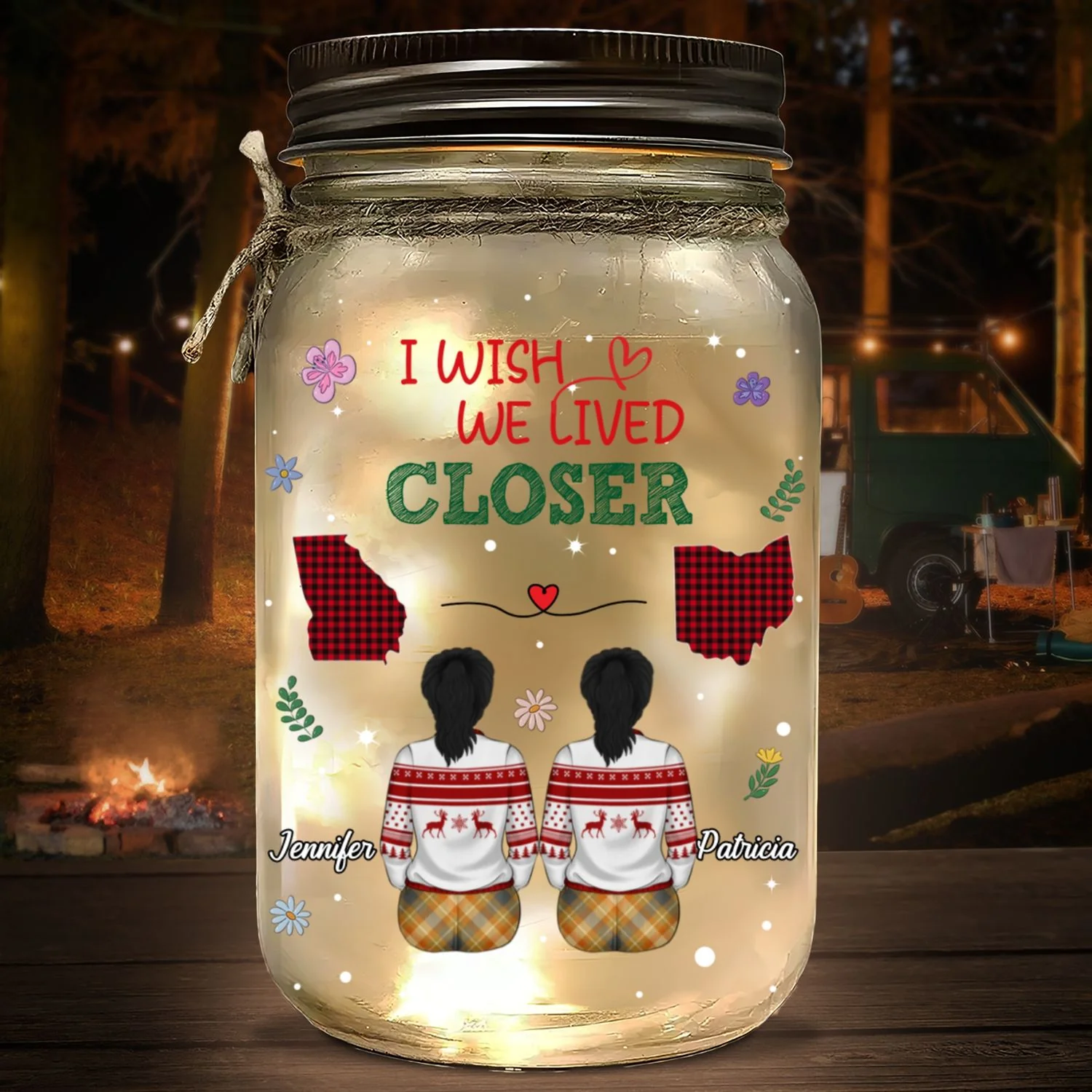 Wish You Lived Next Door - Personalized Custom Mason Jar Light - Image 6