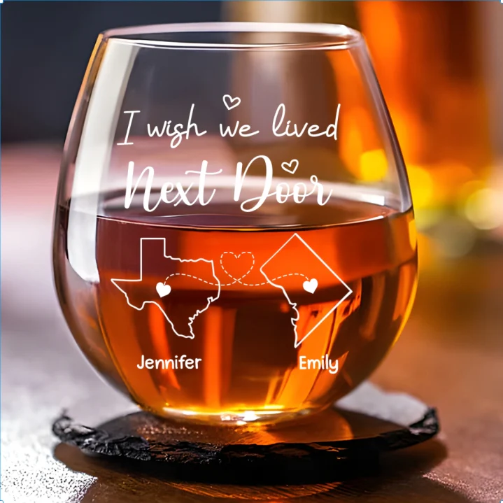 Wish You Were Here - Personalized Custom Wine Glass - Image 5