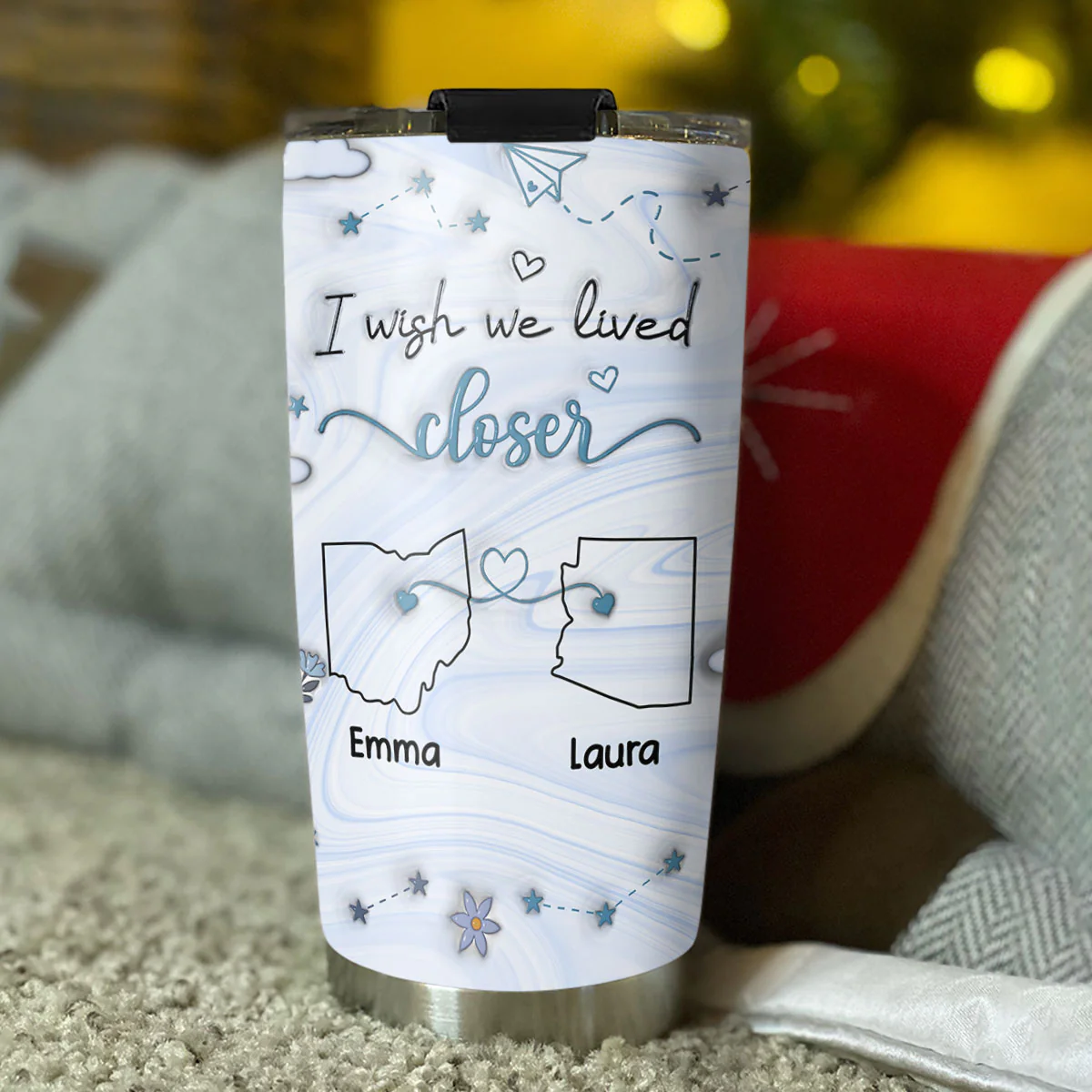 Wishing You Lived Next Door - Personalized Custom 3D Inflated Effect Tumbler - Image 3