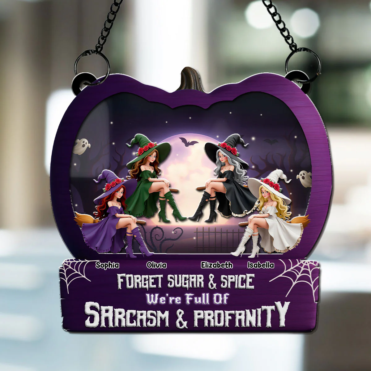 Witch Bestie Forever - Personalized Custom Suncatcher - Image 3