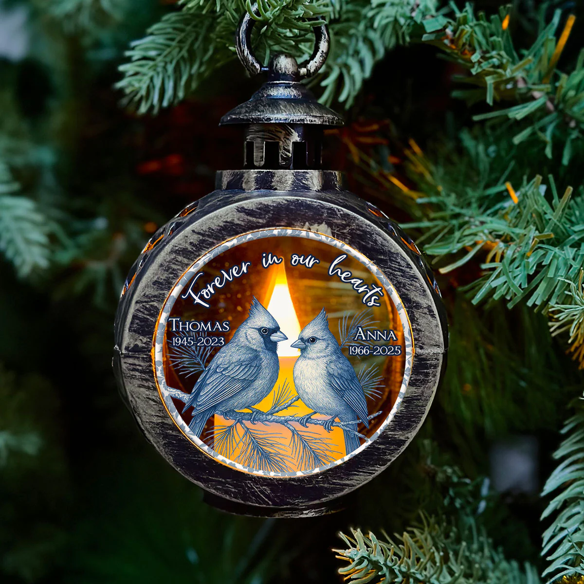 With All My Heart - Personalized Custom Christmas Lantern - Image 2