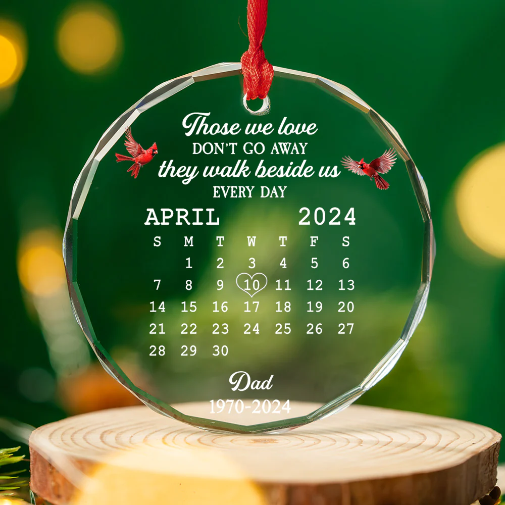 With Us Always - Personalized Custom Glass Ornament - Image 3