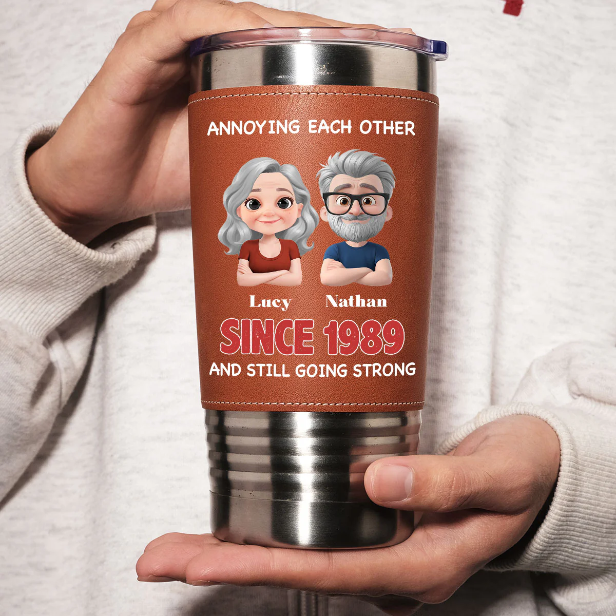 With You Forever - Personalized Custom Leather Tumbler - Image 3