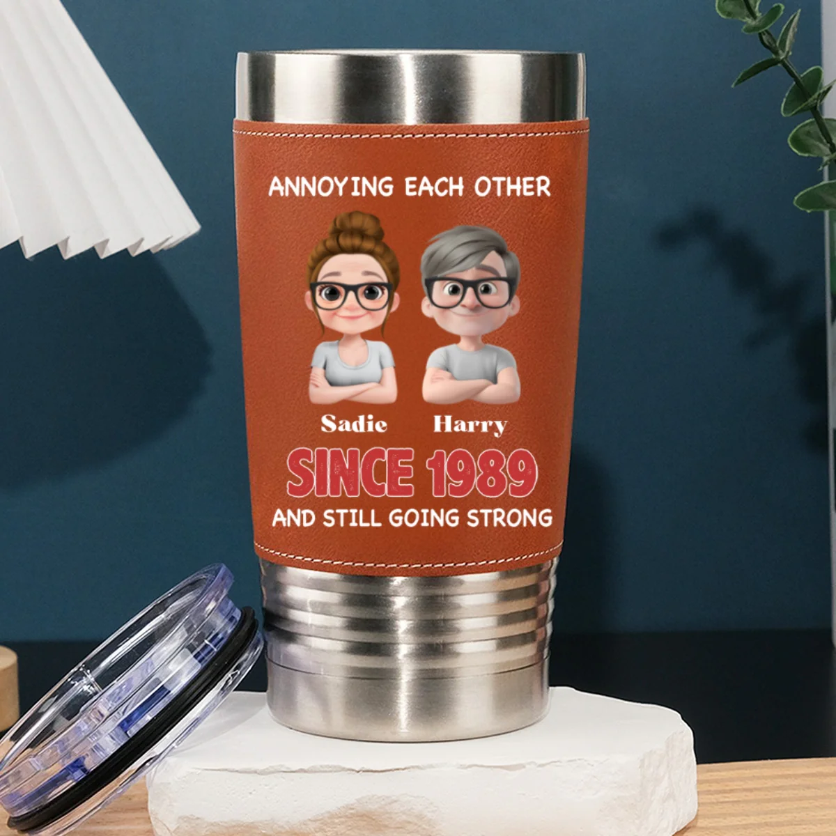 With You Forever - Personalized Custom Leather Tumbler - Image 7