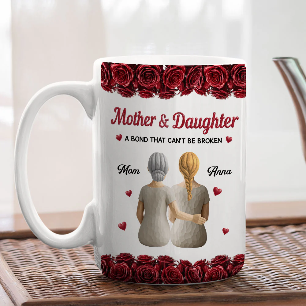 Wood Rose Mom And Daughter - Personalized Custom 3D Inflated Effect Coffee Mug - Image 5