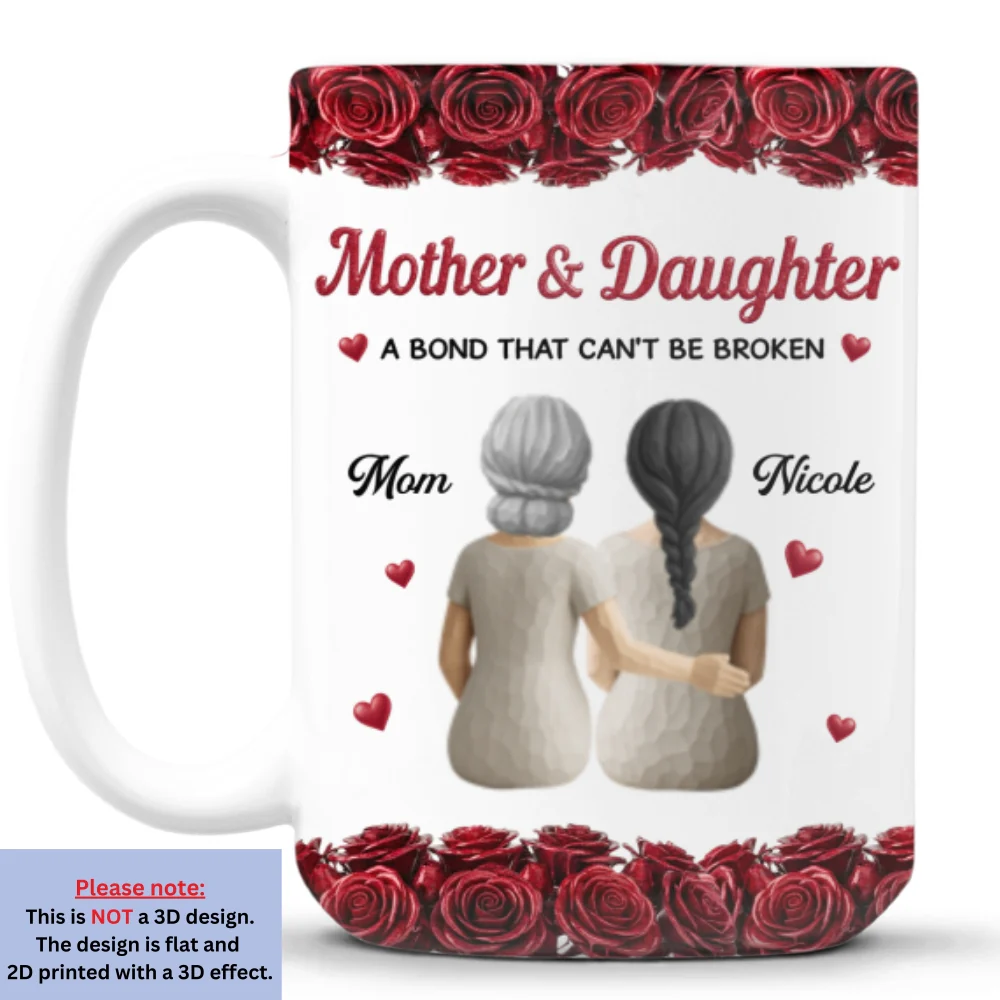 Wood Rose Mom And Daughter - Personalized Custom 3D Inflated Effect Coffee Mug - Image 8