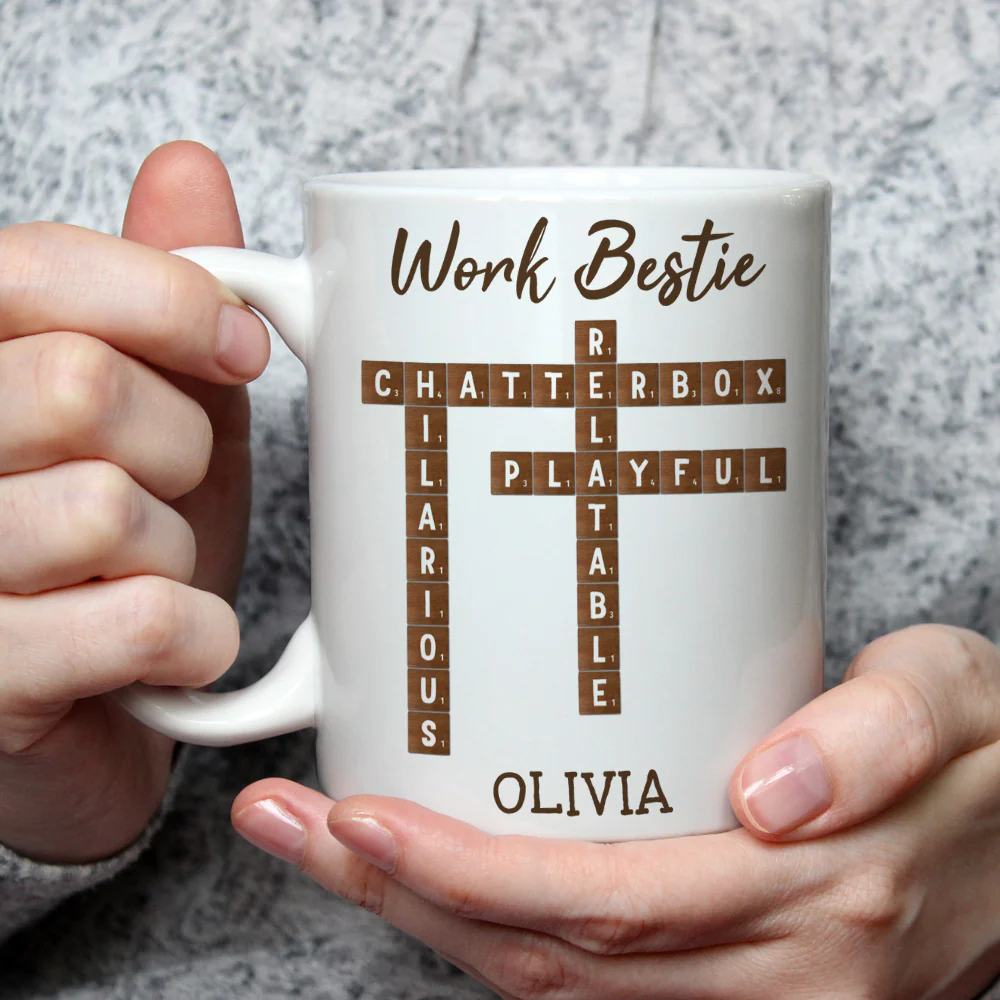 Work Bestie Crossword - Personalized Custom Coffee Mug - Image 2