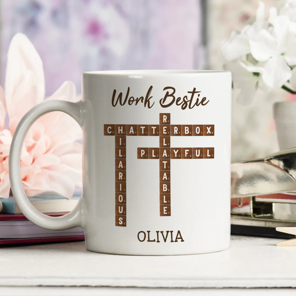 Work Bestie Crossword - Personalized Custom Coffee Mug - Image 3