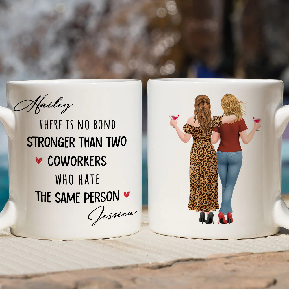 Work Besties Against The World - Personalized Custom Coffee Mug - Image 2