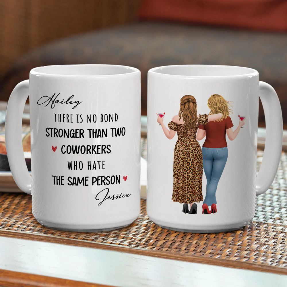 Work Besties Against The World - Personalized Custom Coffee Mug - Image 4