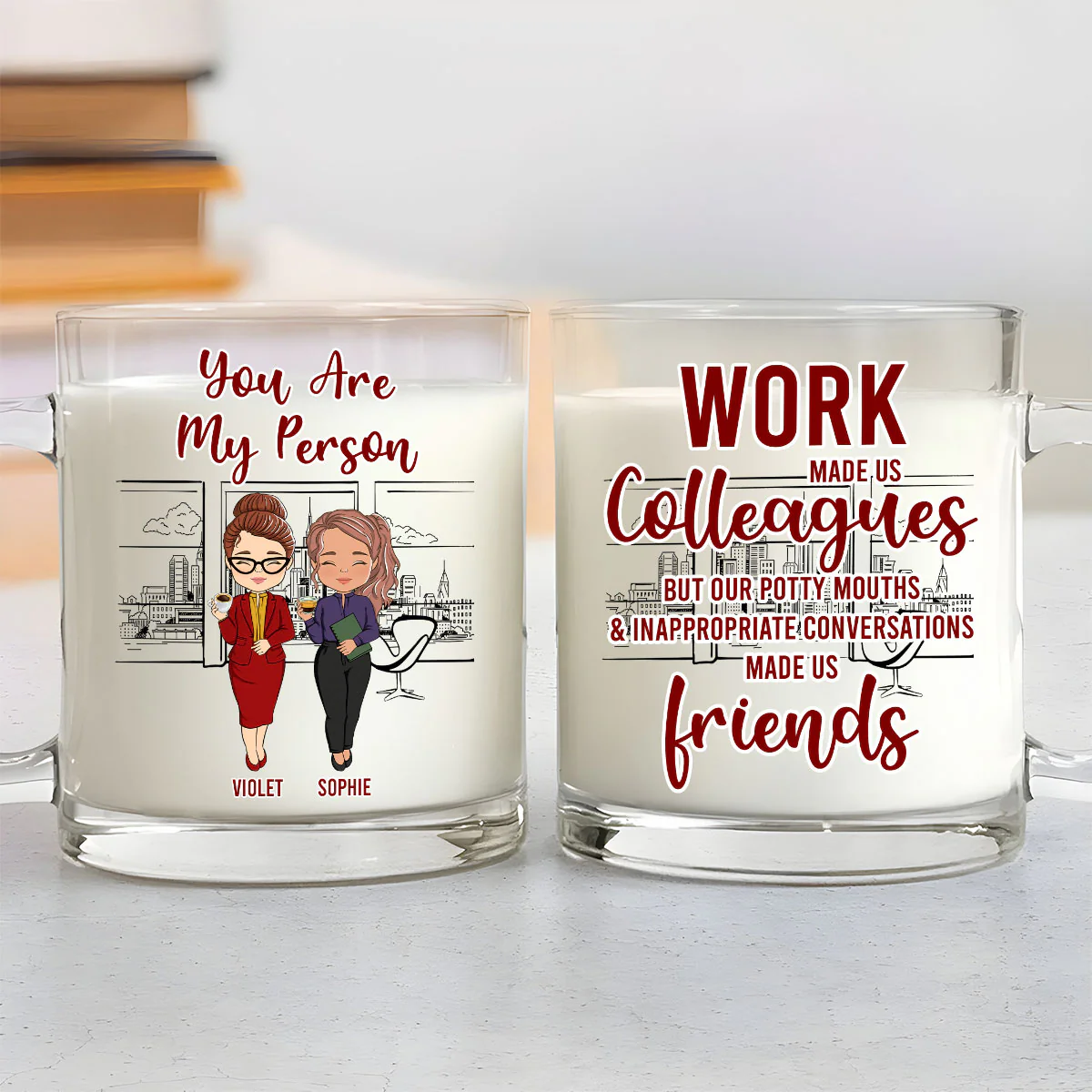 Work Made Us Colleagues Office Worker - Personalized Custom Glass Mug - Image 3