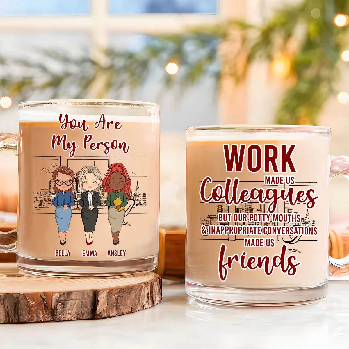 Work Made Us Colleagues Office Worker - Personalized Custom Glass Mug - Image 4
