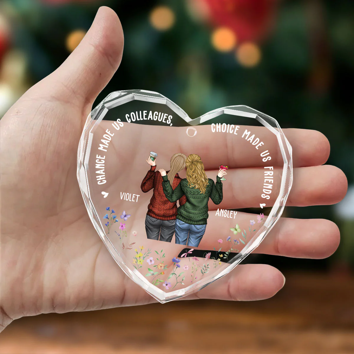 Work Made Us Colleagues - Personalized Custom Glass Ornament - Image 4