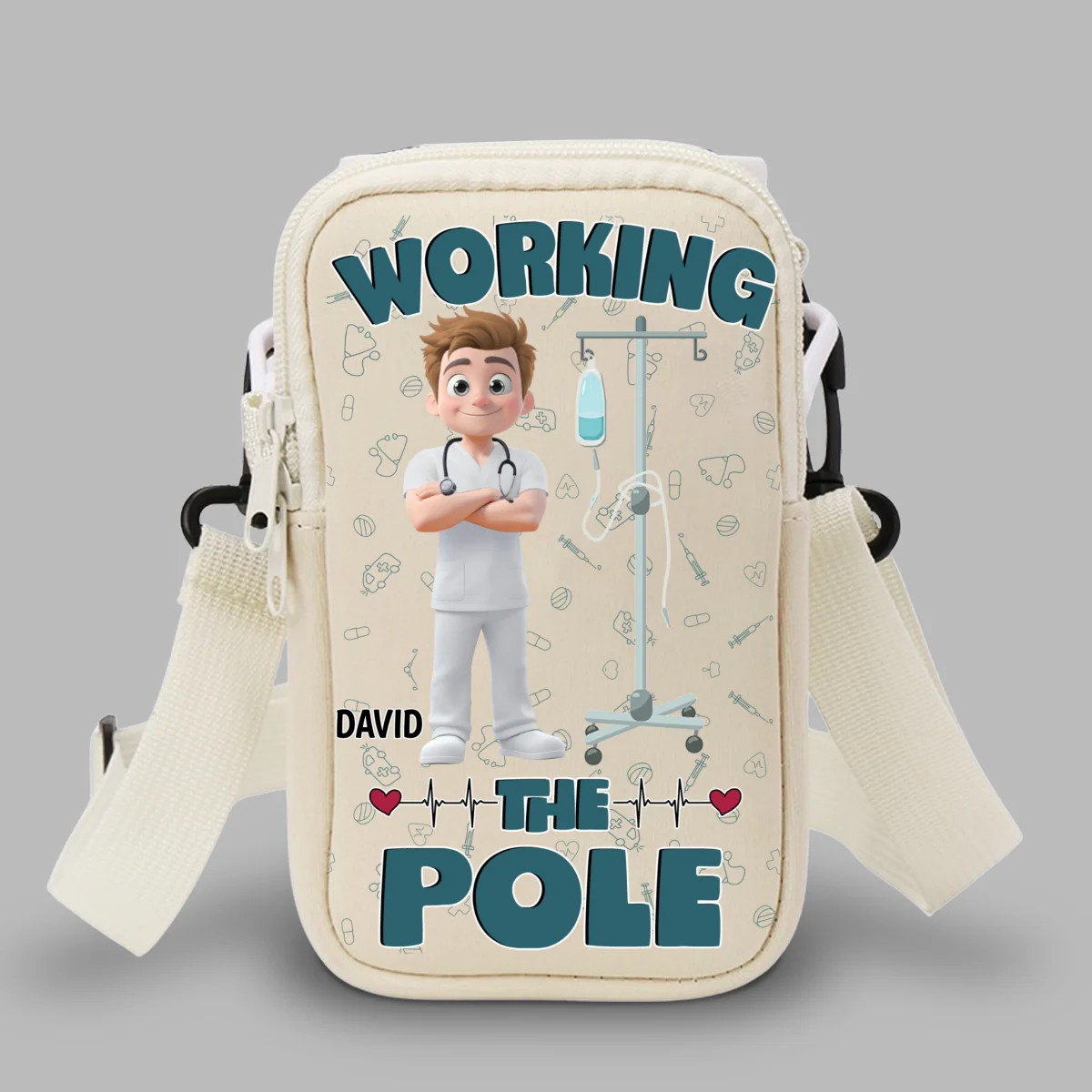 Working The Pole With Care - Personalized Custom Water Bottle Carrier Bag - Image 11