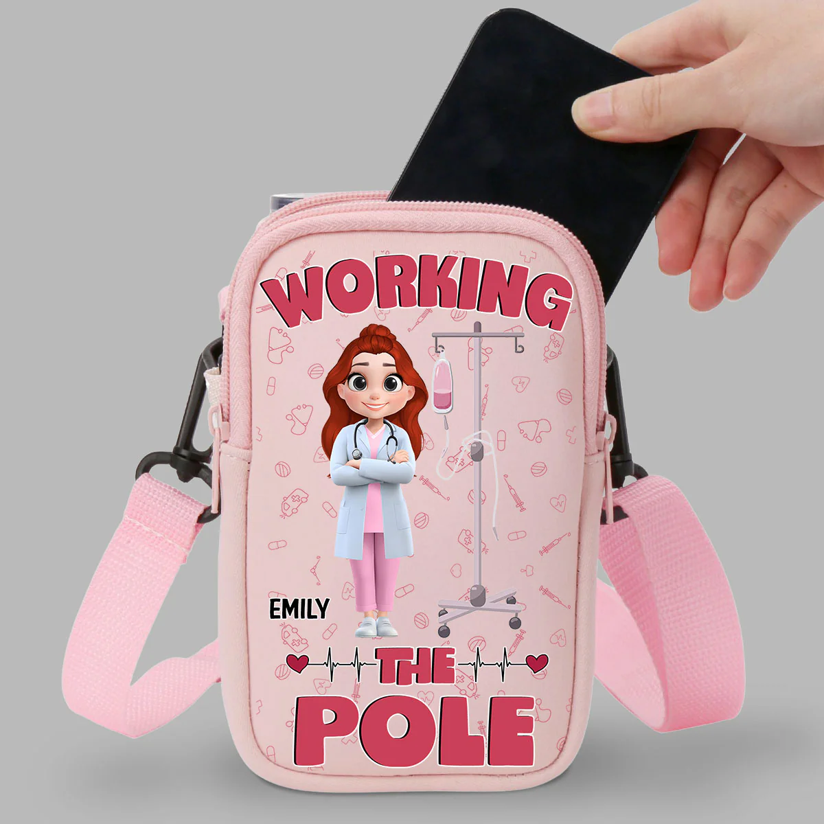 Working The Pole With Care - Personalized Custom Water Bottle Carrier Bag - Image 3