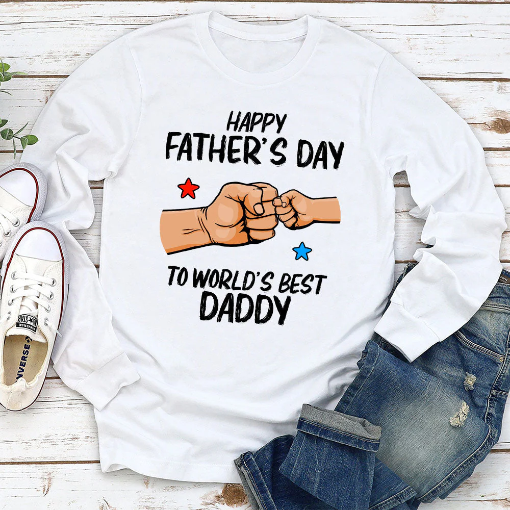World Best Daddy - Personalized Custom Long Sleeve T-shirt - Image 2