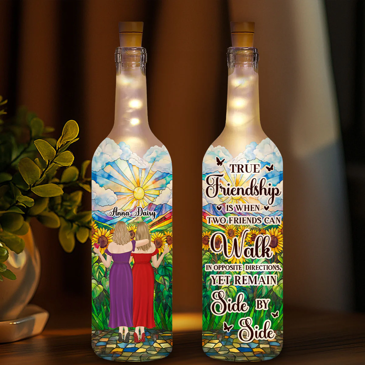 Yet Remain Side By Side - Personalized Custom Bottle Lamp